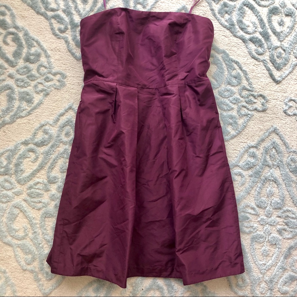 J Crew strapless purple silk cocktail dress